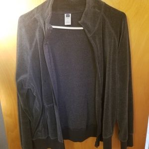 Gray zip up athletic jacket